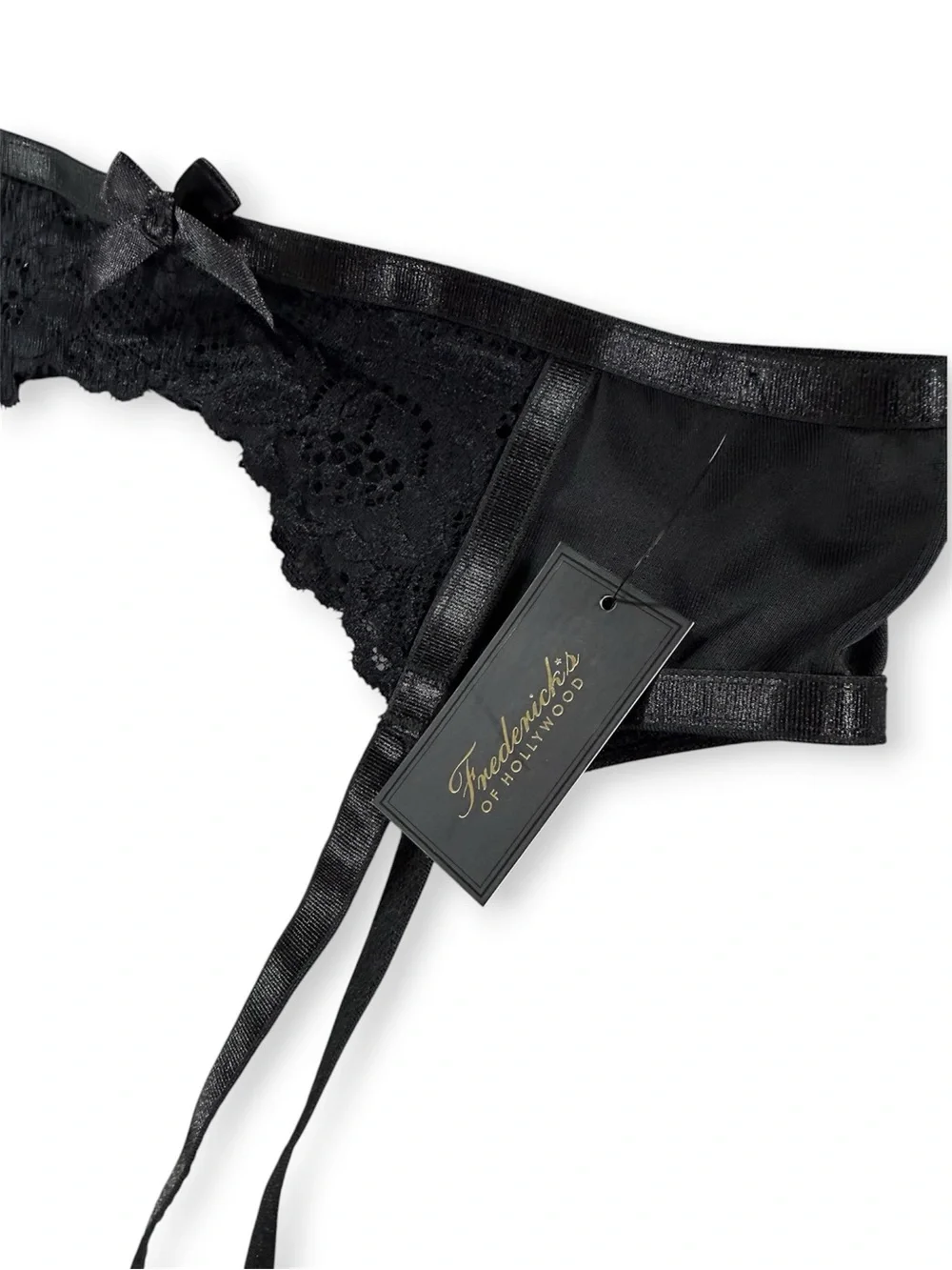 NWT Fredericks of Hollywood Black Lace Garter Belt with Satin Trim - Size S/M - Picture 3 of 5